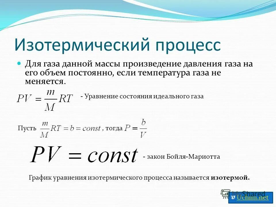 Изотермический процесс в идеальном газе