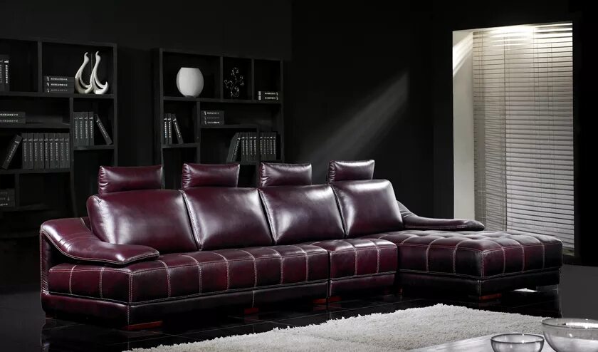 Стильный кожаный диван. Модная кожаная мебель. Дорогие диваны.
