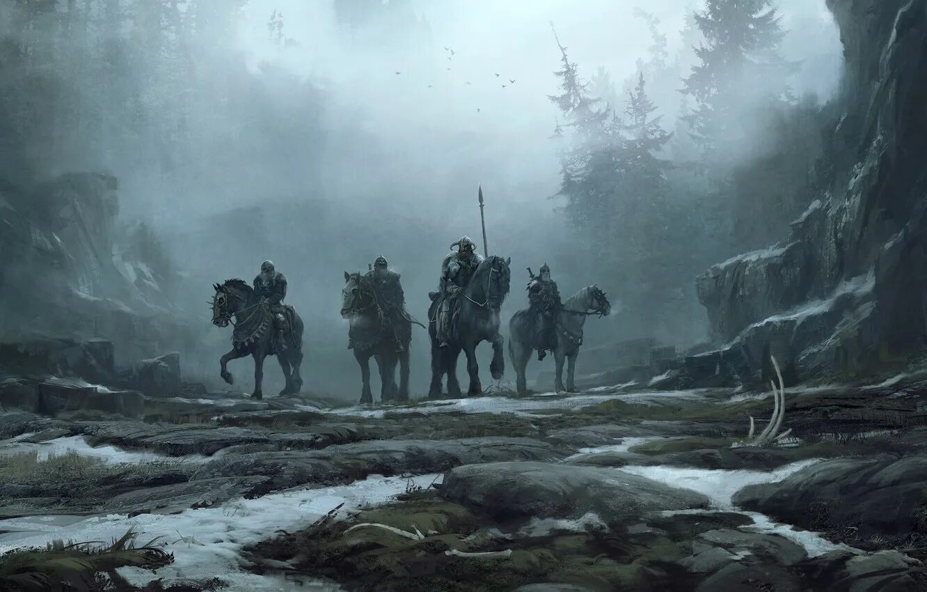Воины севера фэнтези. Поле битвы викингов. Туман про войну хорошее качество