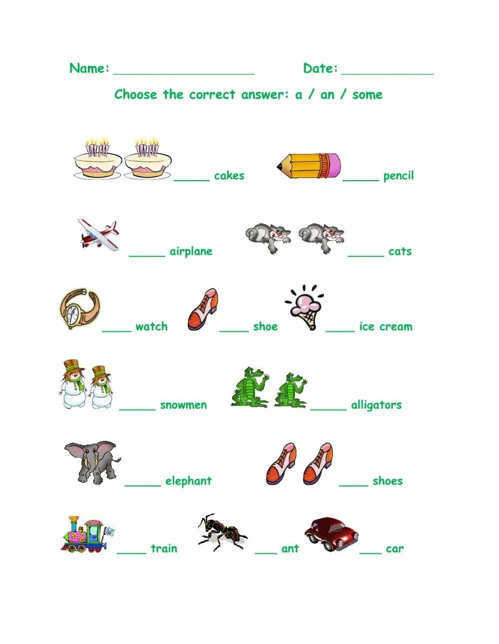 A an the exercises
