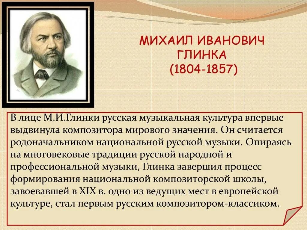 Русский композитор Глинка. Композиторы 19 века Глинка.