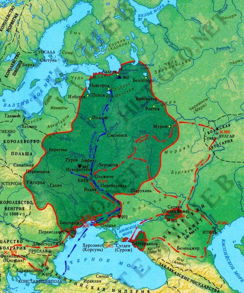 Древнерусское государство ix xii вв. Киевская Русь карта 9-10 век. Русь в 9 веке карта. Карта древней Руси 9 век. Киевская Русь в 10 веке карта.