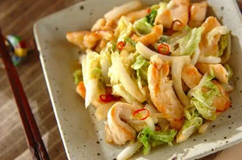 Жареная пекинская капуста с курицей