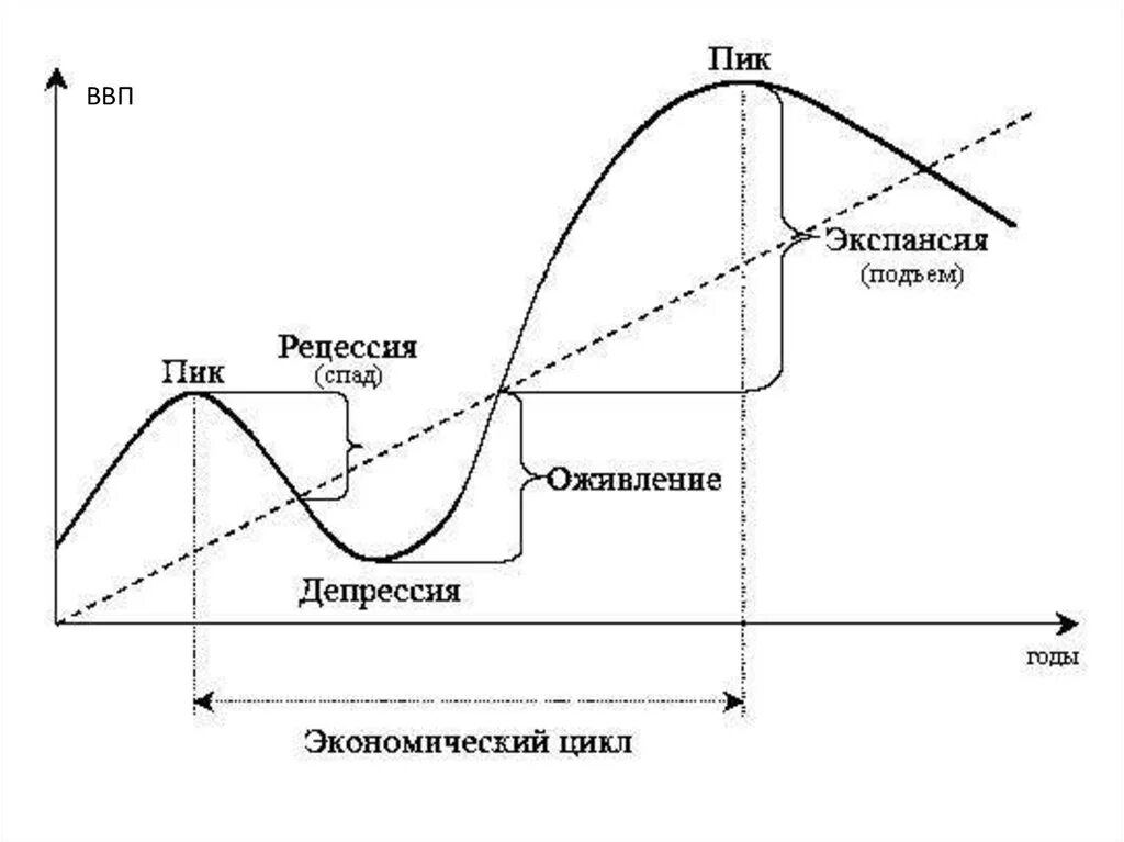 Фазы экономического цикла график. Экономический цикл фазы цикла график. Фазы экономического цикла схема. График стадий экономического цикла.