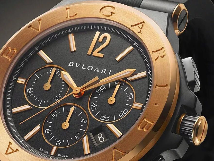 Оригиналы часов булгари. Bvlgari Diagono Gold. Bvlgari Diagono Chronograph Gold. Bvlgari Diagono часы. Часы булгари хронограф мужские.