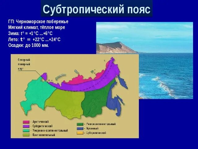 Климатические пояса россии субтропический