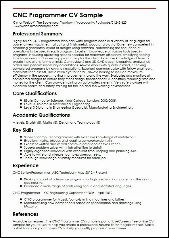 Sampling program. Programmer CV example. Programmer Resume example. CV for Programmer examples. Resume for Programmer.