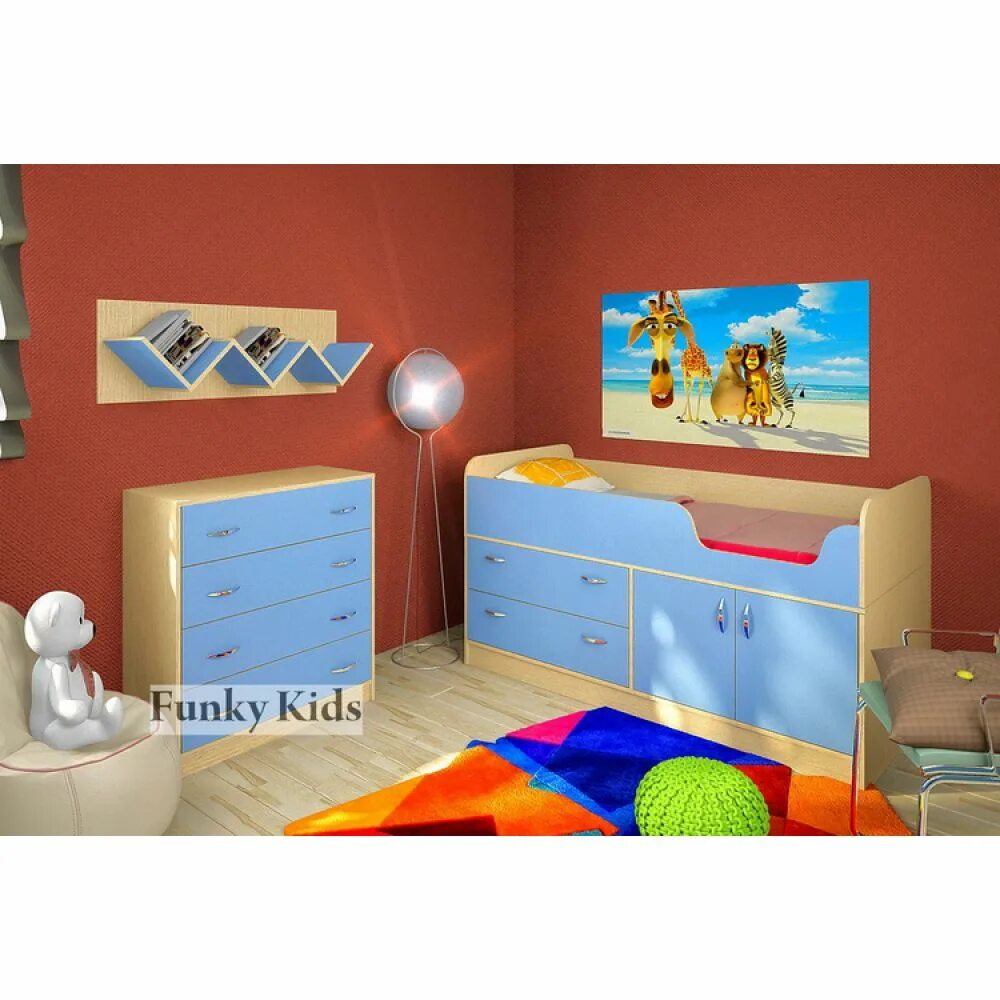 Фанки 9. Кровать комбинированная детская. Фанки 9. Кровать чердак спальное место 160х80. Мебель анка.