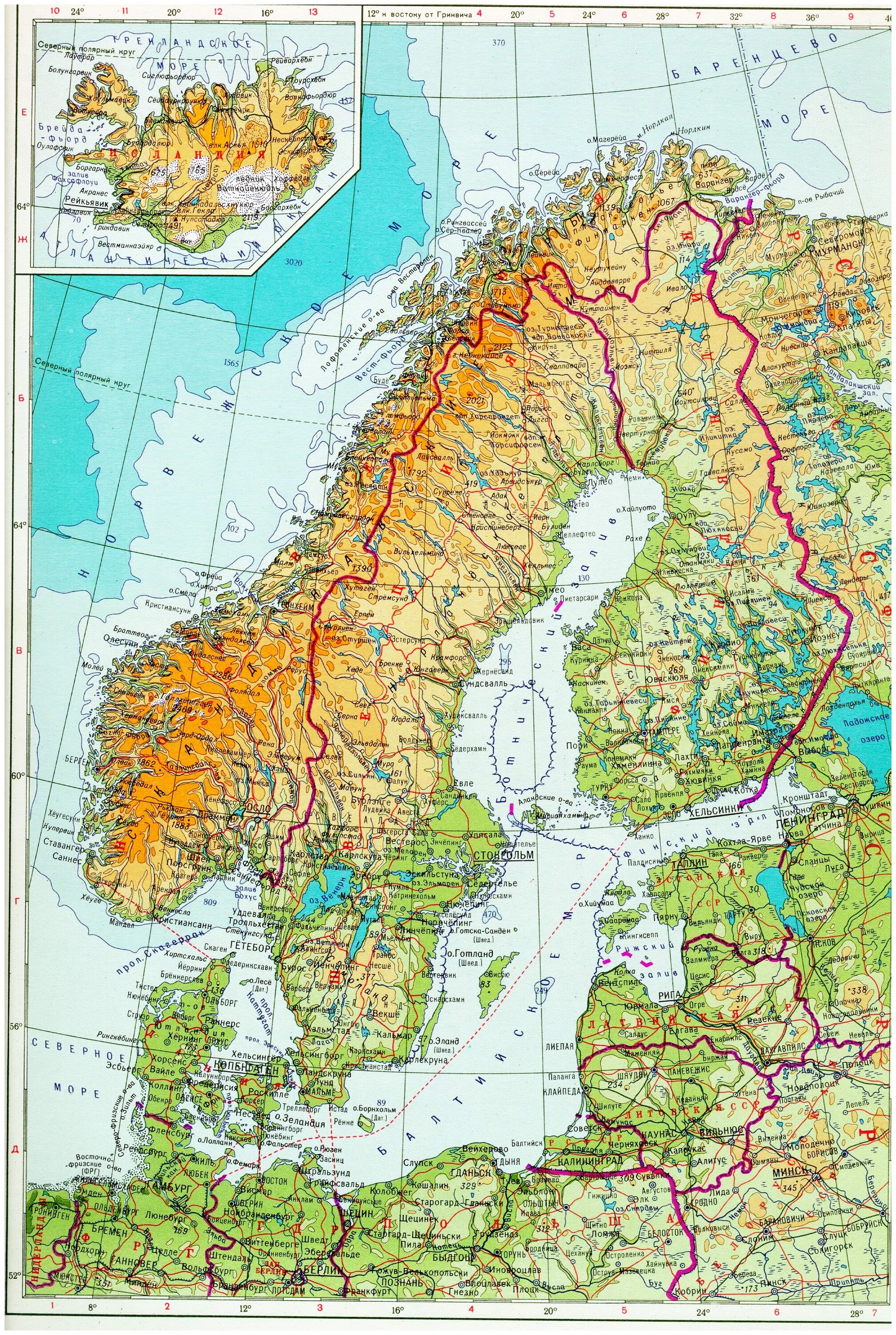 География северной европы. Норвегия карта географическая. Физическая карта Норвегии. Фьорды скандинавского полуострова на карте. Норвегия на карте физическая карта.