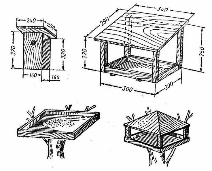 Кормушка для птиц из дерева чертежи