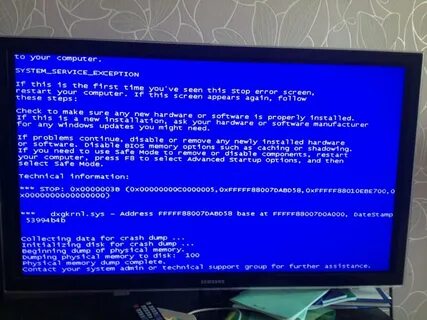 Синий экран system service exception