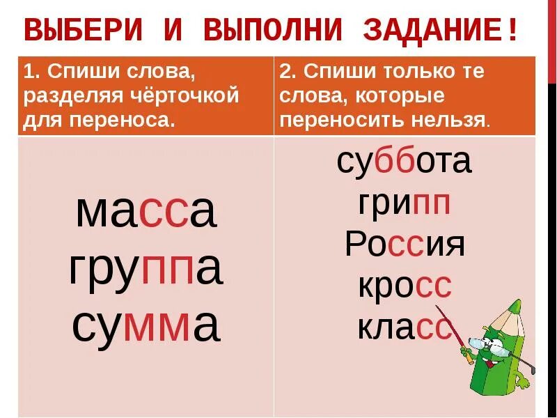 Слова с 2 сс. Словха с ухвхоенныхми соглахсными. Слова с удвоенными согласными. Перенос с удвоенной согласной. Перенос слов с удвоенной согласной.