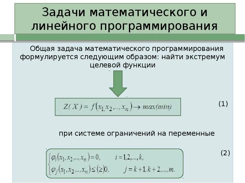 Модели линейного программирования. Задача линейного программирования. Транспортная задача линейного программирования. Опорный план задачи линейного программирования. Целевая функция задачи математического программирования.