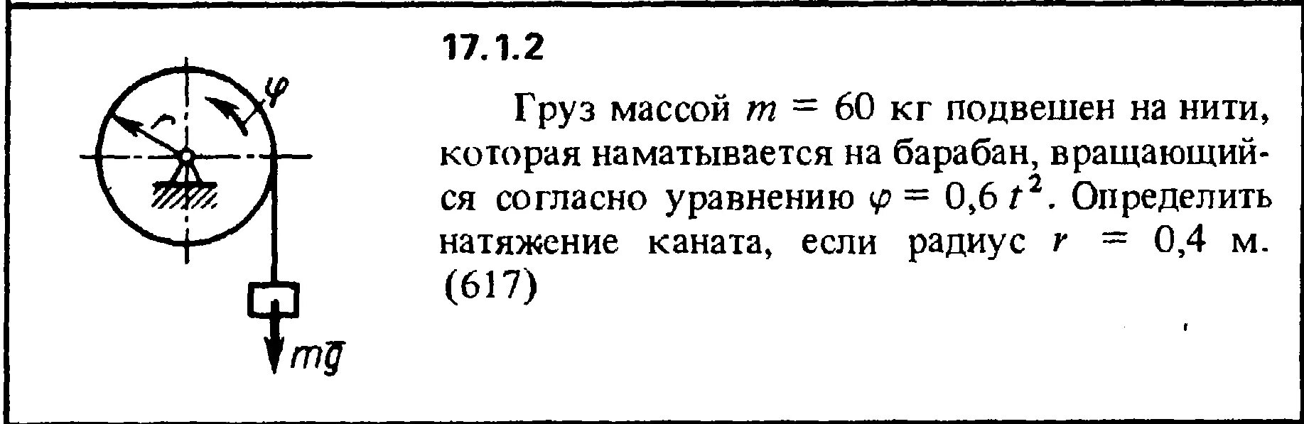 Определить натяжение троса. Задачи на натяжение нити. Ускорение груза. Барабан для натяжения каната.