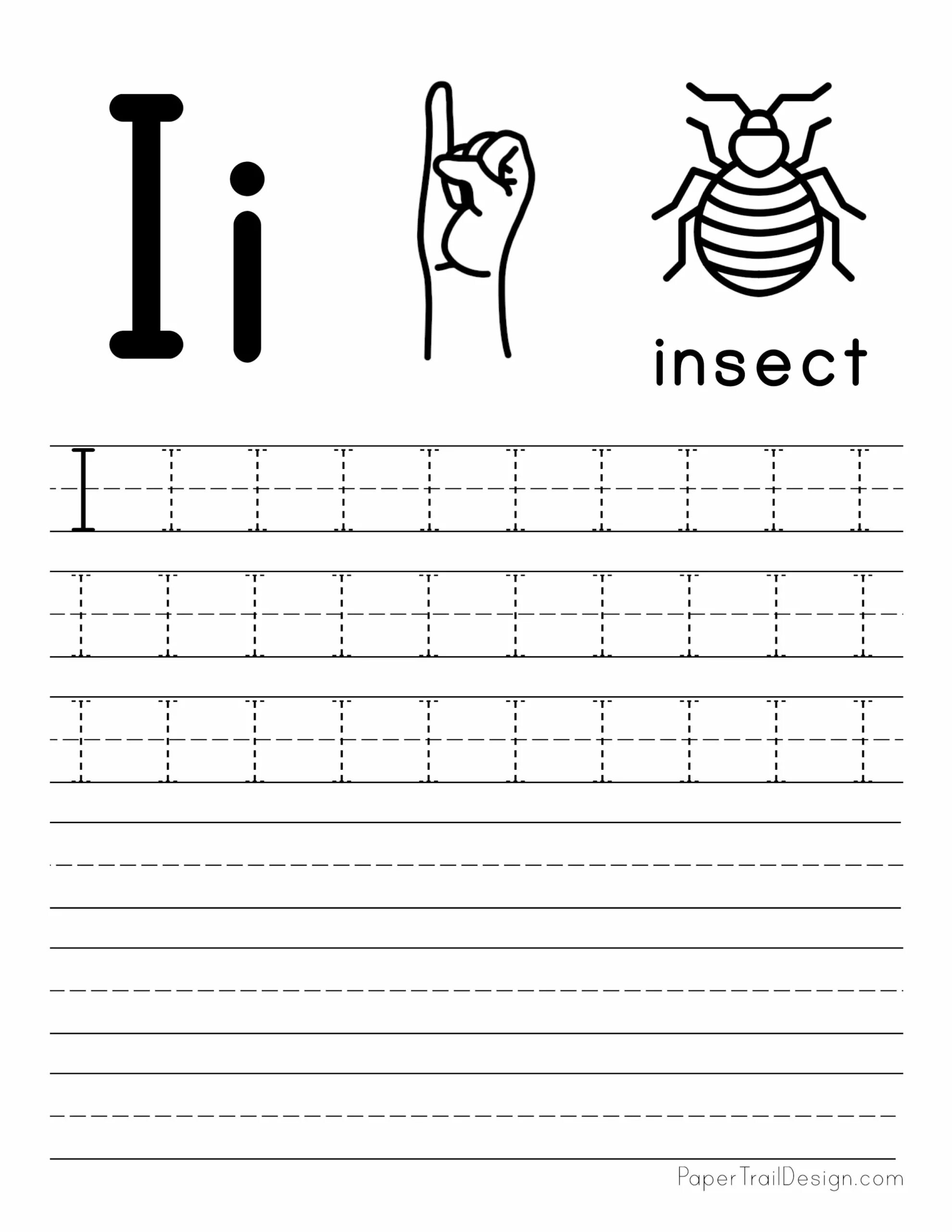 Trace letters. Abc worksheets. trace letter i.