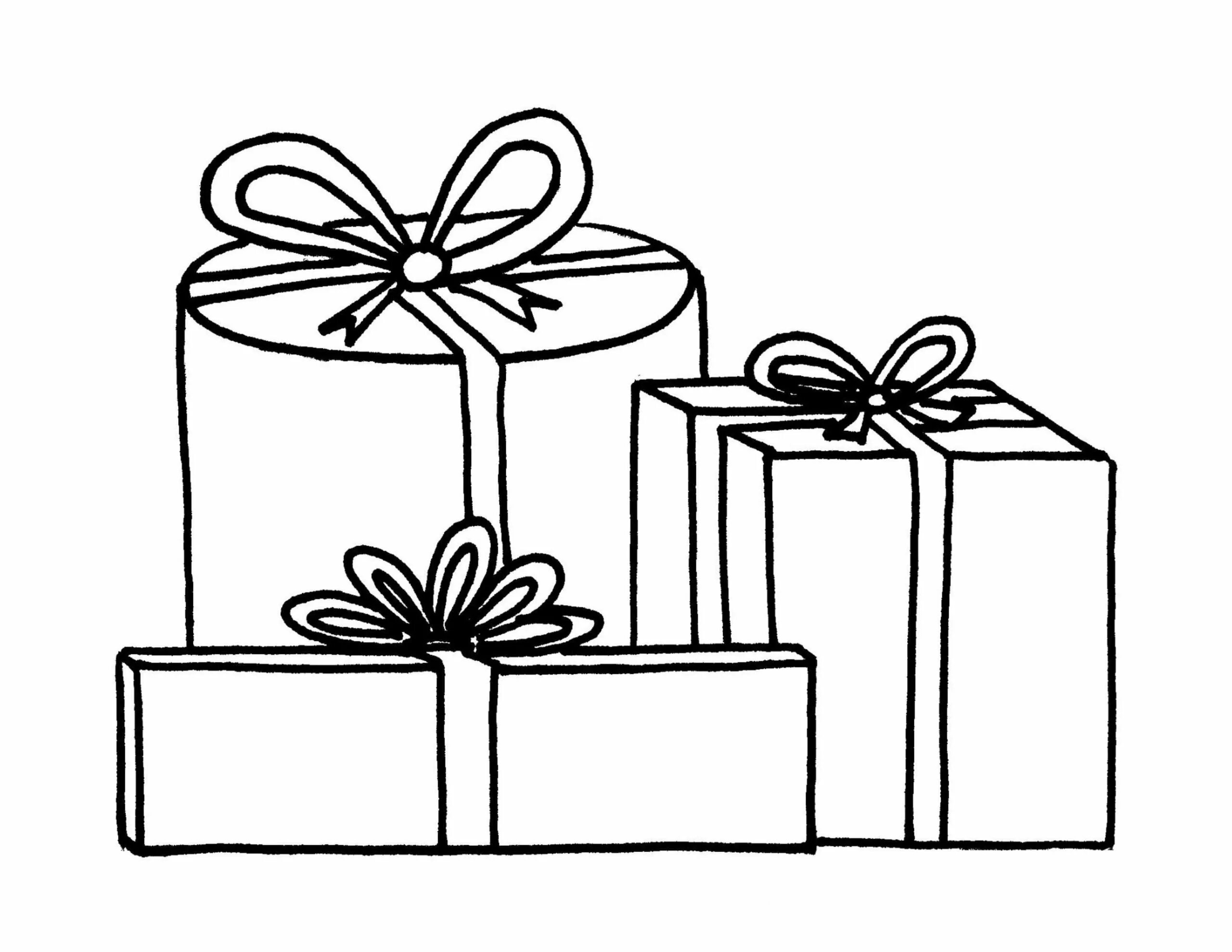 Подарки распечатать. Подарок раскраска. Подарок раскраска для детей. Новогодние подарки раскраска. Картинки для срисовки подарок.