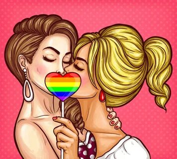 Lesbian Aesthetic Heart Pop Art Wallpaper. 