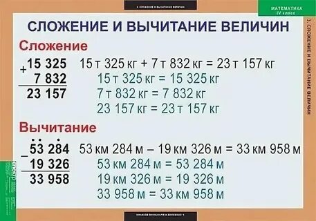 Сложение вычитание величин 4