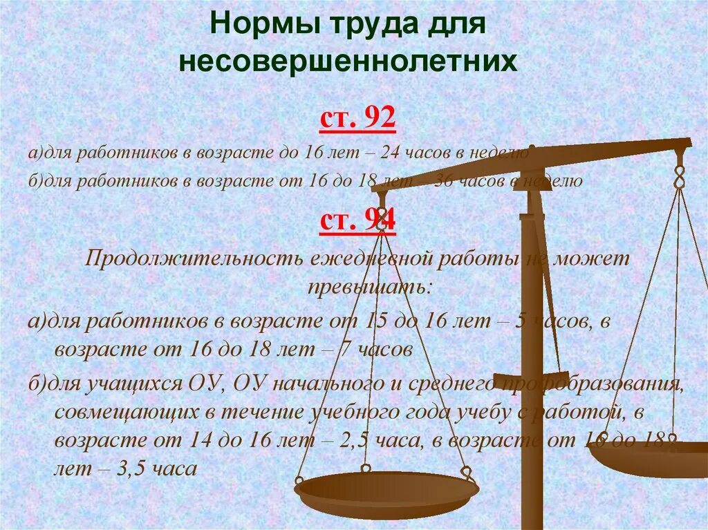 Нормы труда для несовершеннолетних. Норма работы несовершеннолетних. Трудовые нормы для несовершеннолетних.