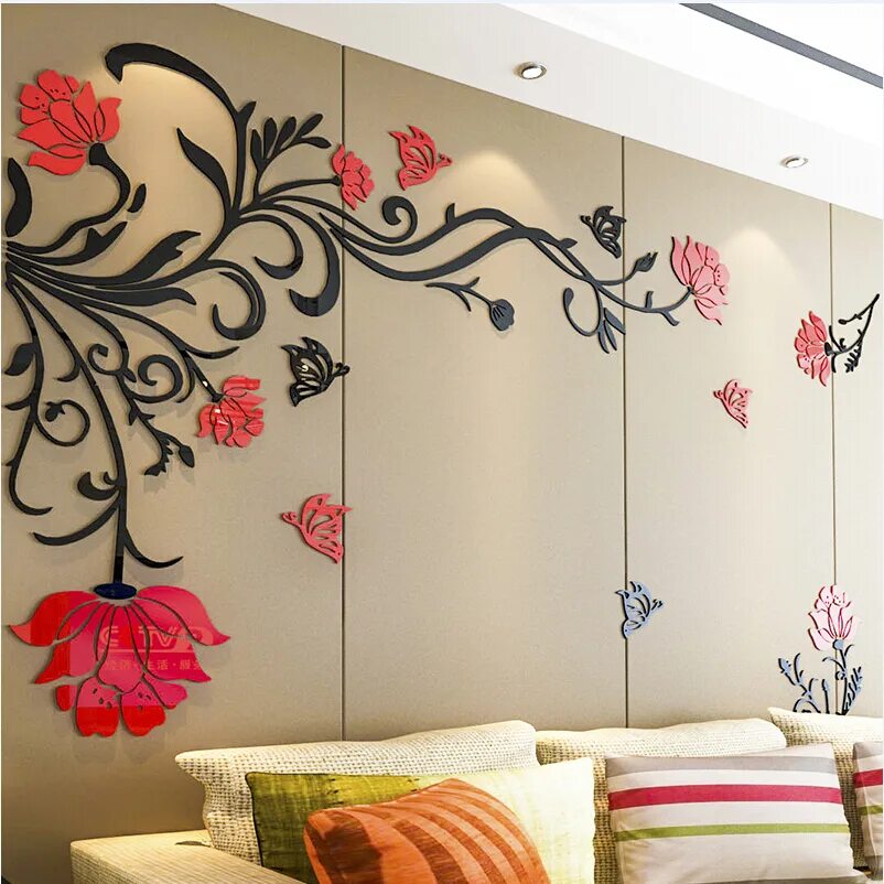 Aliexpress.com : Buy Home Fashion Decorative PVC Wall Sticker Beautiful Flower V