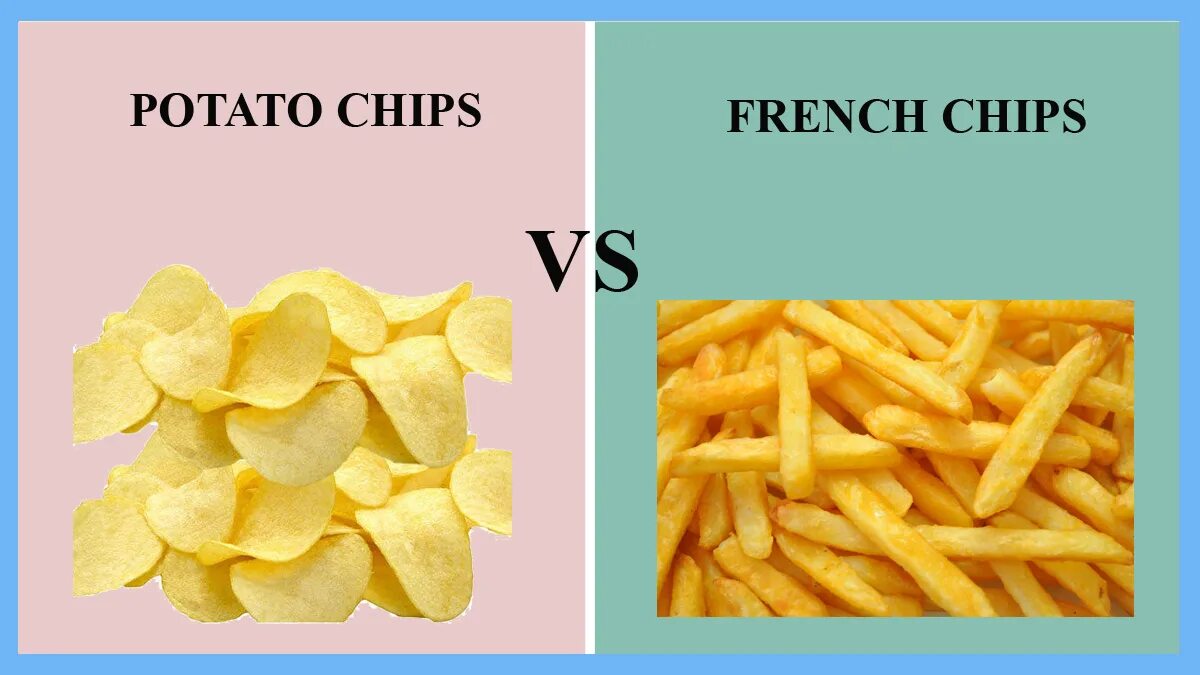 Картофель подобрать прилагательное. French Fries Chips. Chips French Fries разница. Potato Fries чипсы. Чипсы карикатура.