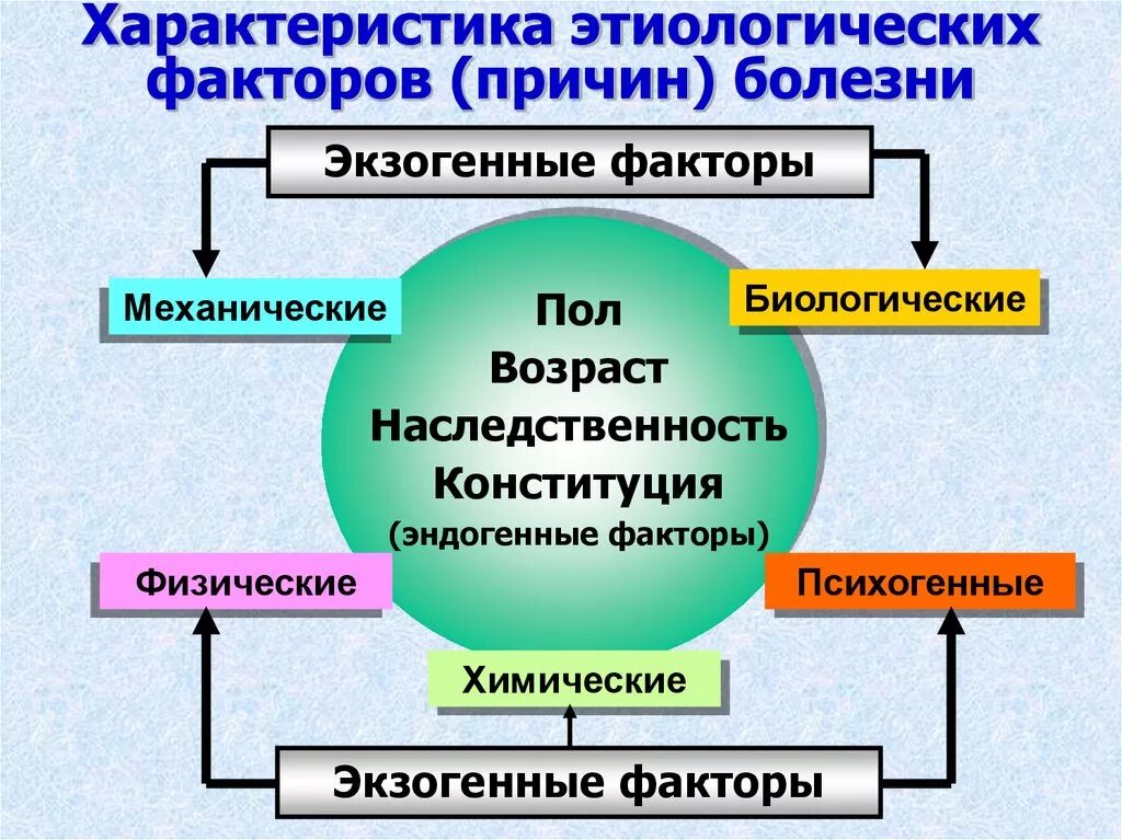 Факторы и условия развития заболевания. Факторы приводящие к развитию болезней. Внутренние этиологические факторы возникновения болезней. Факторы развития болезни. Эндогенные и экзогенные факторы болезни.