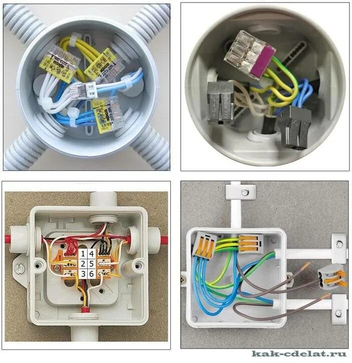 Соединение распаечных коробок. Соединение в распаечной коробке Клеммник. Соединение проводов клеммниками WAGO В распределительной коробке. Распаячная коробка с клеммниками для скрытой проводки. Распайка электрических проводов.