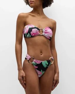Alexandra Miro "Carlotta" floral-print bandeau bikini top&nbs...