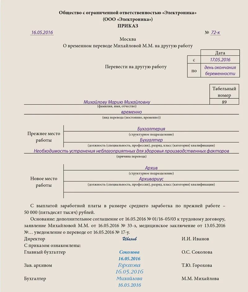 Образец приказа о переводе сотрудника на другую должность образец. Приказ о временном переводе в связи с болезнью основного работника. Приказ о временном переводе работника на другую должность. Приказ о временном переводе работника на другую работу.