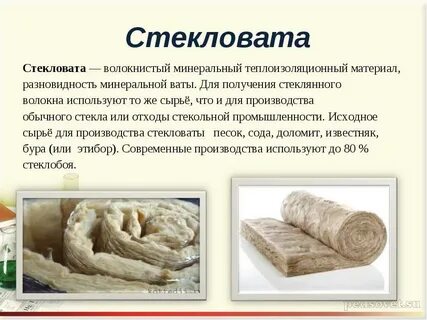 Стекловата утеплитель состав