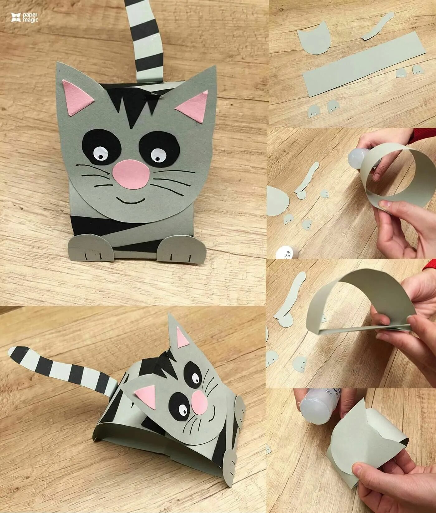 Поделки из бумаги. Поделка кошка. Интересные и несложные поделки. Интересные поделки из бумаги. Бумажные кошечки