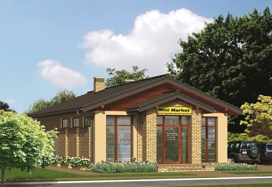 Здание 100 кв м. Проект флетхауса с плоской кровлей. Пустое помещение под офис. Проект zx138. Здание 100 кв м.