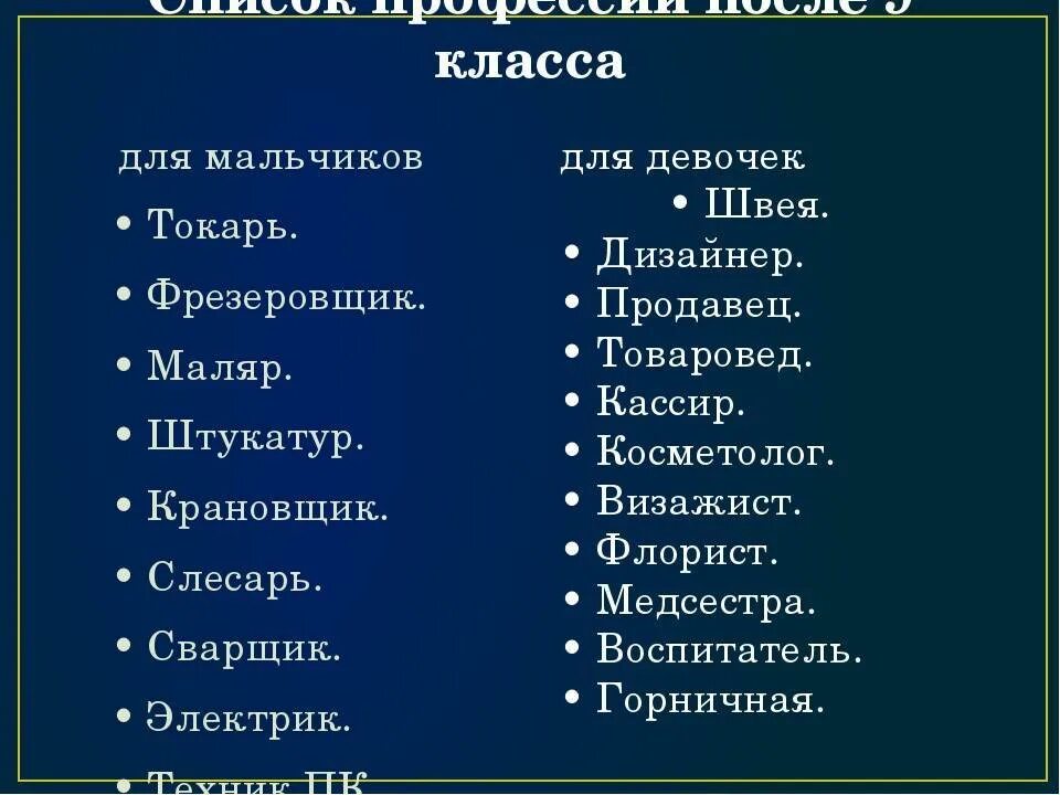 Куда можно поступить после 11 с литературой. Профессии после 9 класса. Список профессий после 9 класса. Профессии после 9 класса для девушек. Профессии после 9 класса для девушек список.