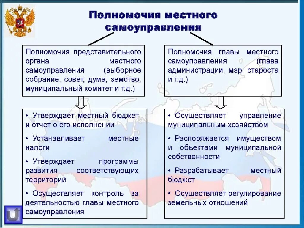 Структура органов местного самоуправления полномочия