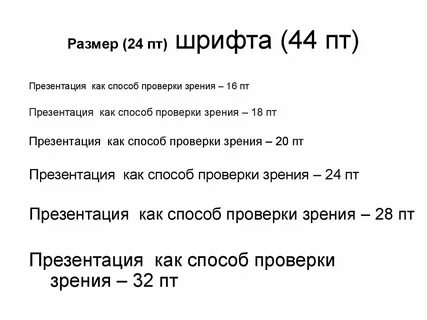 Размер шрифта текста презентации