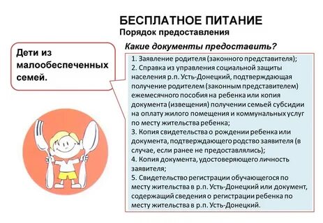 Категория детей на бесплатное питание