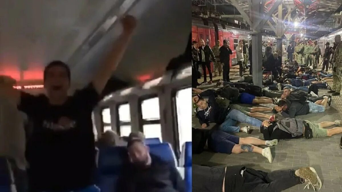 Дебош фанатов на улице города. Дебош фанатов на улице города