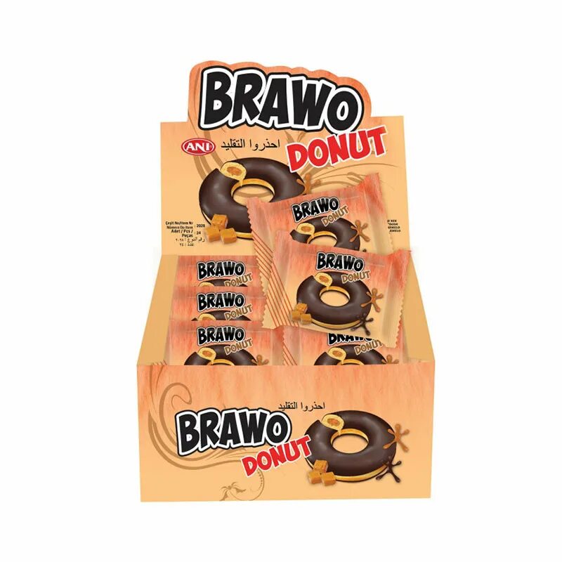 Купить донат браво. Brawo Donut пончики. Bravo пончик шоколадный Caramel 50 г 24 шт. Донаты Bravo. Донат пончик Браво 40 гр.