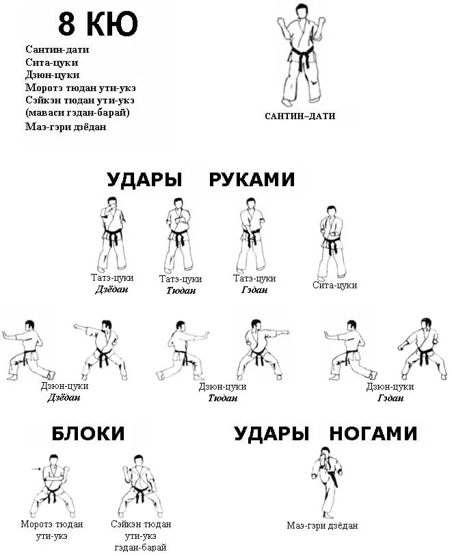 Дати. Карате Кекусинкай названия ударов 8 кю. Кихон на 8 кю карате киокушинкай. Техника на 8 кю киокушинкай каратэ. Кихон ката 10 кю киокушинкай.