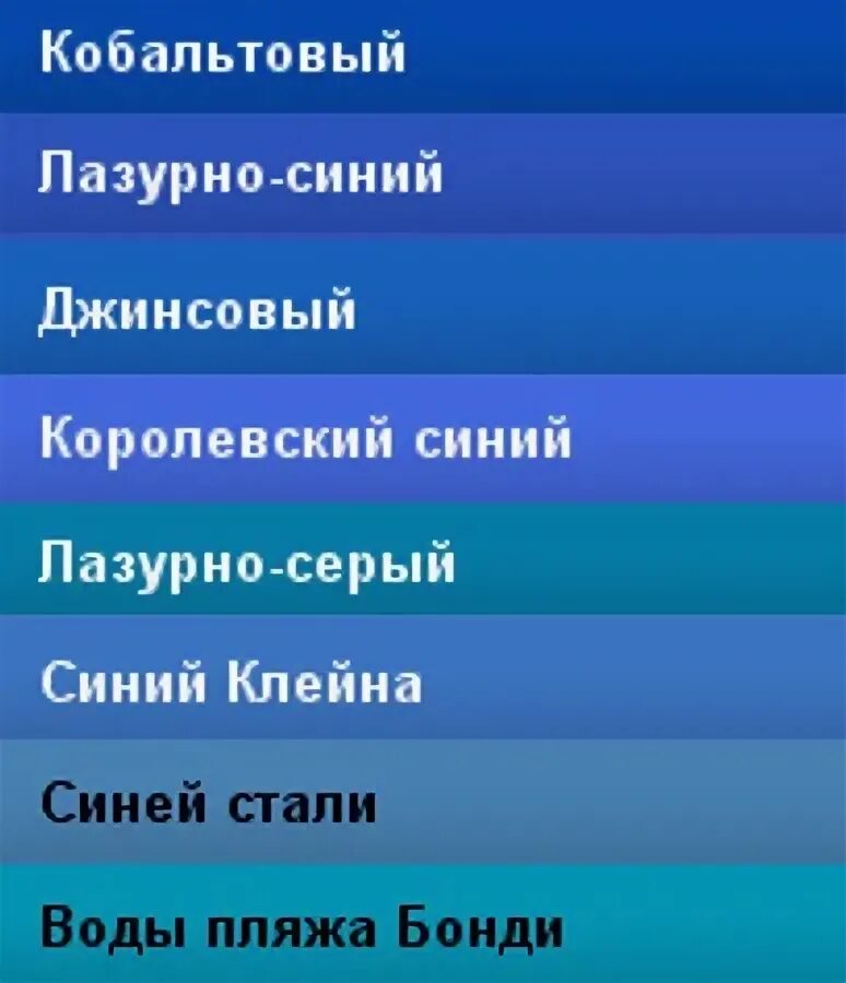 Оттенки синего названия цветов. Оттенки синего с названиями. Оттенки голубого цвета. Палитра синих оттенков с названиями. Оттенки голубого с названиями.