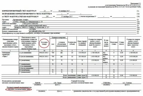 Как завести корректировочную счет фактуру