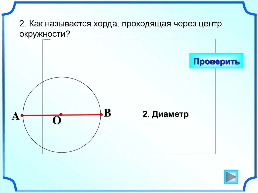 Как называется Хонда проходящая через центр. Как называется хорда проходящая через центр окружности. Центр круга через хорды. Хорда проходящая через центр окружности. Центр окружности называют