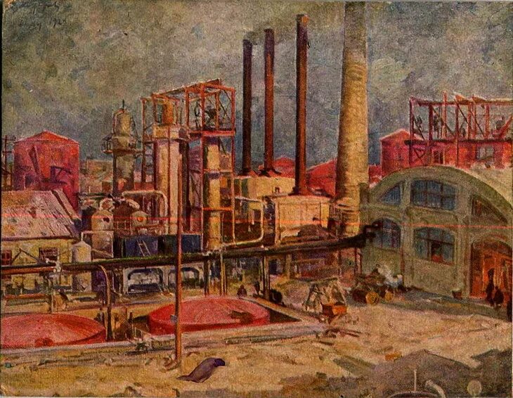 витомский борис михайлович (1918-1975). пейзаж самохвалов индустриальный. индустриальный пейзаж завод. промышленная революция (1760-1840. индустриальный пейзаж.