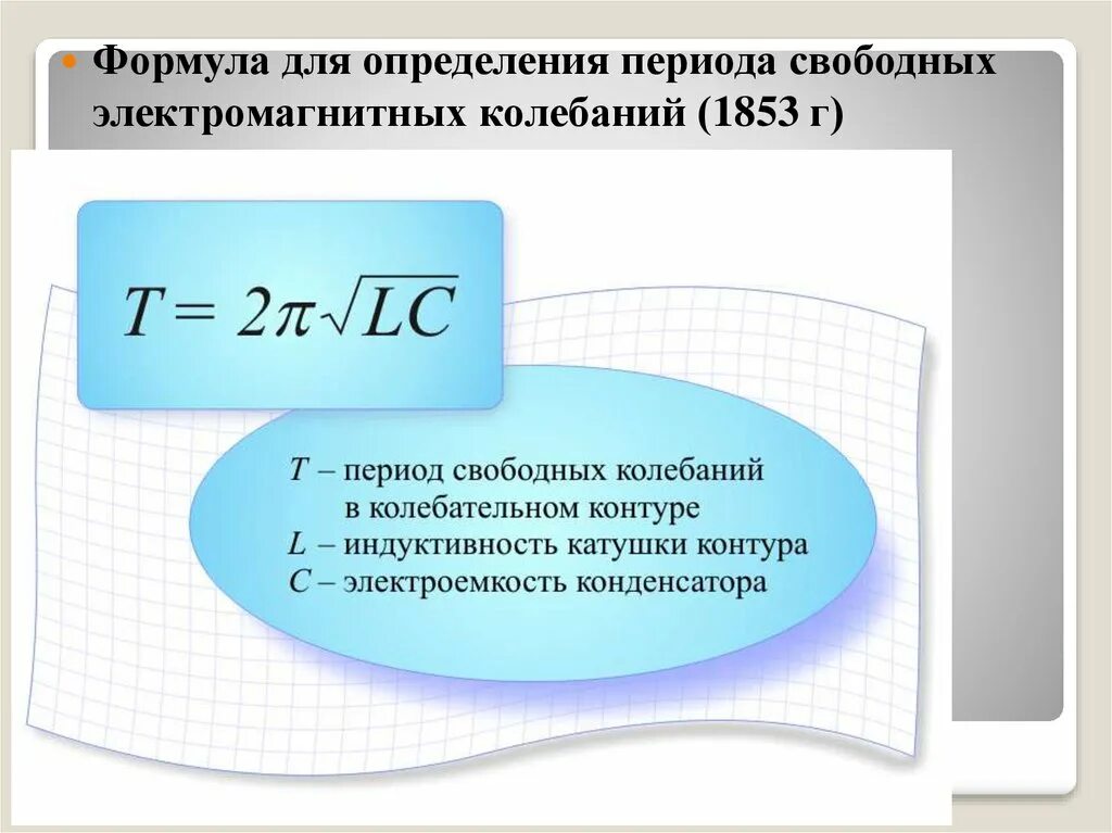 Период колебаний контура формула. Формула периода электромагнитных колебаний в контуре. Период свободных колебаний.формула Томсона. Формула Томсона для периода электромагнитных колебаний. Частота энергии магнитного поля