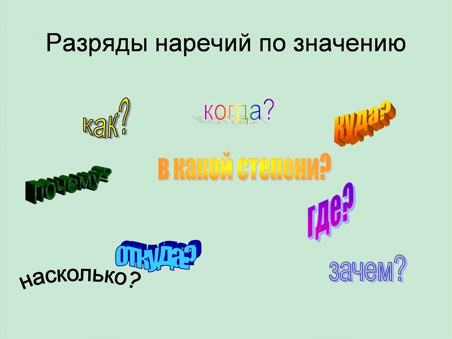 Наречие разных разрядов