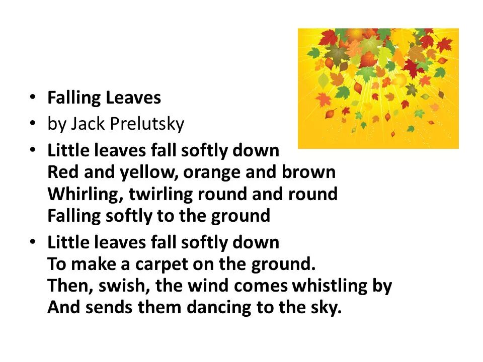 Seasons song for kids. Leaves are falling. Падающий кленовый лист. Падающие листья. Стихи про осень на англ для детей.