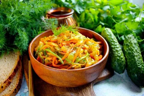 Салат из жареных огурцов