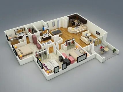 furniture rendering 3d floor plan 3d bird view Floor Layout 3D layo...