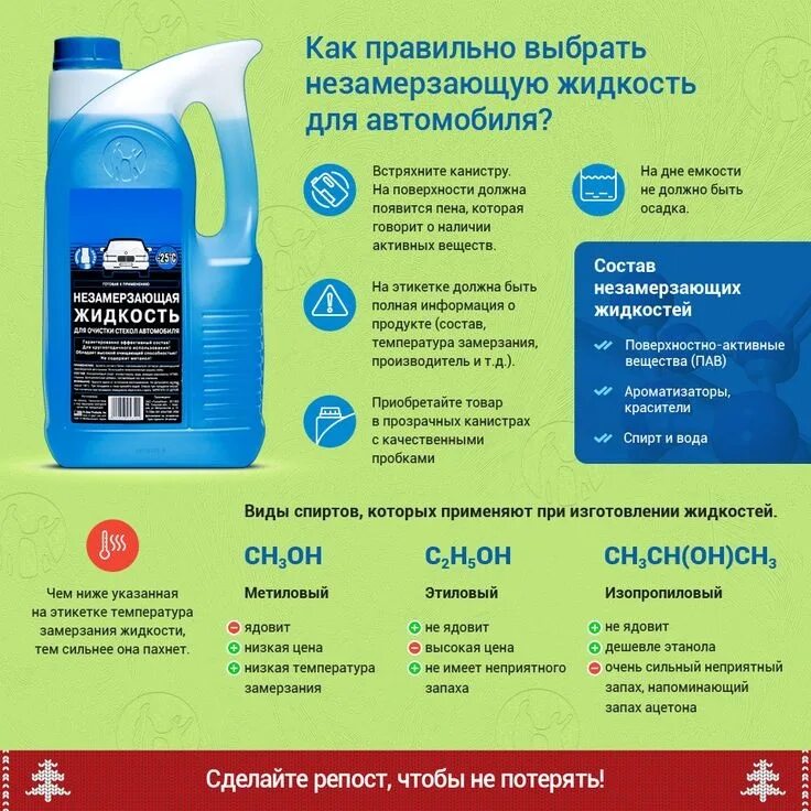 При какой температуре замерзает незамерзайка