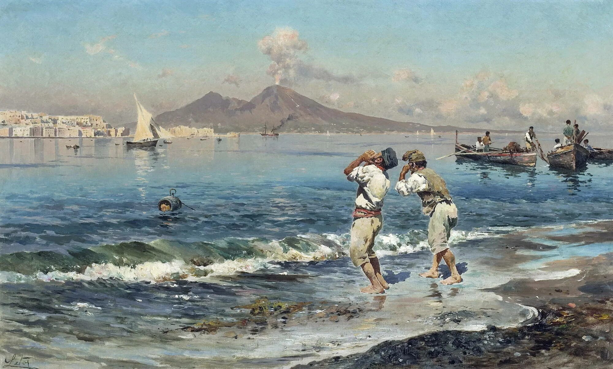 Рыбаки на берегу моря. Antonino Leto (1844-1913) -картины. Филиппо Палицци Италия 19 век. Солнцев Неаполитанский залив. Антонио лето художник.